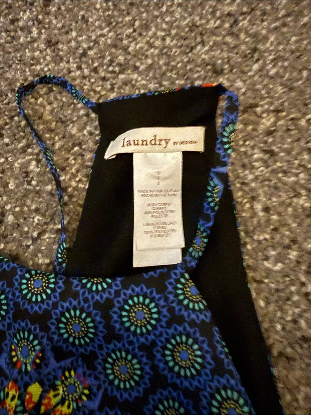 Laundry by Design Blue Floral Halter Midi Dress with Teal & Yellow Accents